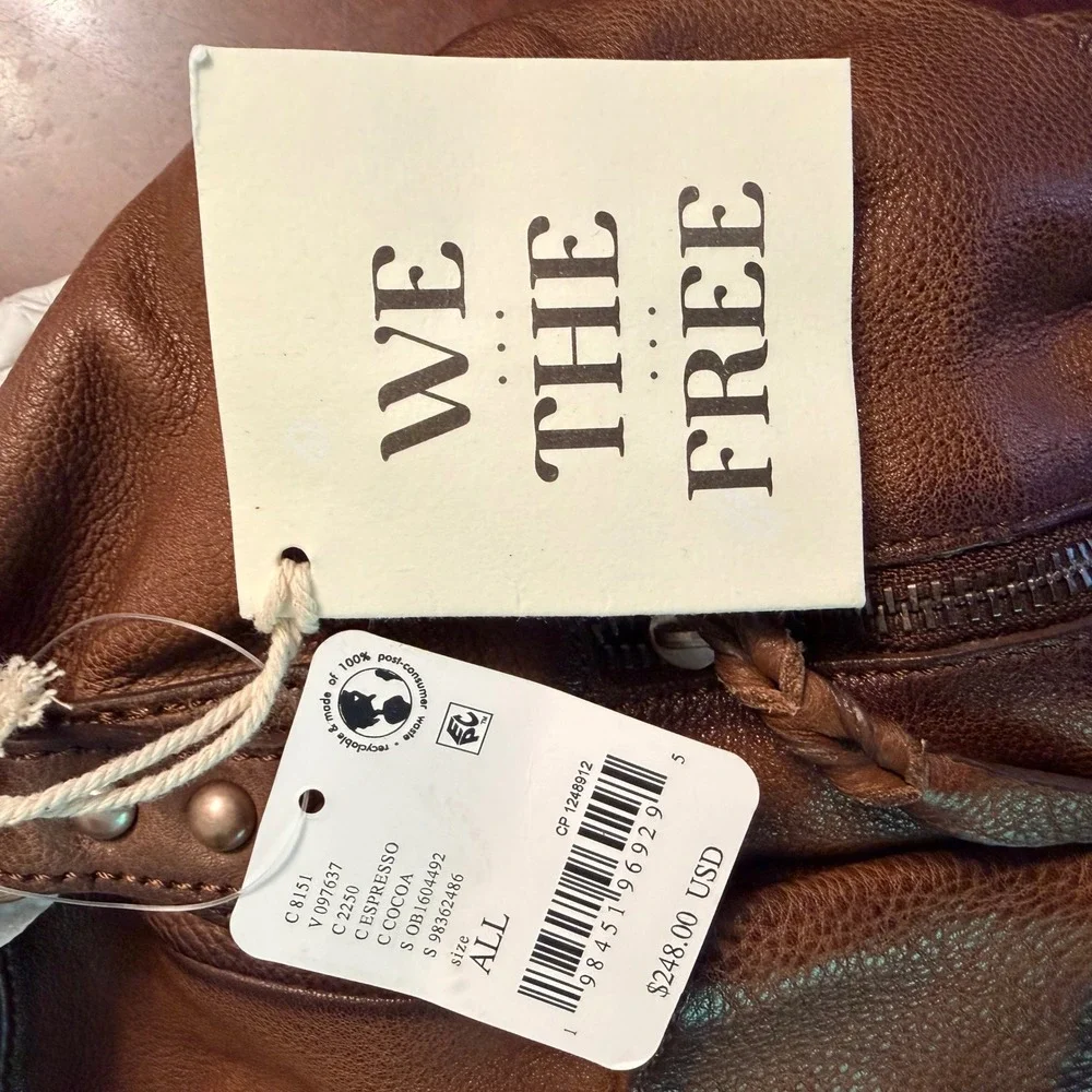 NEW Free People Emerson Tote Bag Espresso Cocoa Leather *Discontinued Color*